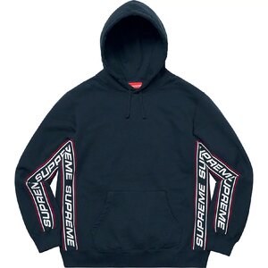 ★ 19FW Supreme シュプリーム Text Rib Hooded Sweatshirt テキスト リブ スウェット パーカー ロゴ ニット 切替 19aw (ネイビー紺S)GSM