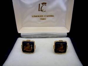 ■新品N■№1044 【 LIMOGES CASTEL】 リモージュ「舟・船」【ゴールド】カフス♪