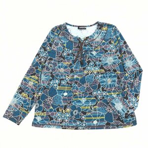 KANSAI BIS カンサイビス ウールブレンド 総柄 カットソー 13(XL) 日本製 花柄 ロンT Tシャツ LL 2L ゆったり 大きい 国内正規品 女性用