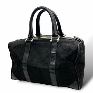 1円〜 セリーヌ CELINE Cマカダム 総柄 ミニボストンバッグ ボストンバッグ キャンバス レザー 黒 ブラック 馬車金具 ハンドバッグ