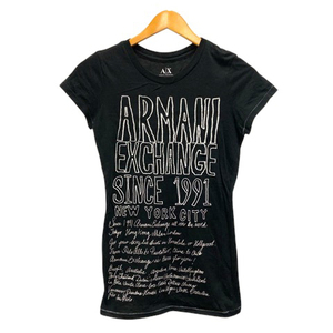 アルマーニエクスチェンジ A/X ARMANI EXCHANGE Tシャツ クルーネック コットン 英字 ロゴ刺繍 半袖 S 黒 ブラック レディース