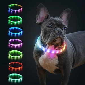 レインボー LED 首輪 犬 光る 45cm USB Type-C 充電 夜 散歩 長さ調整可 小型犬 中型犬 虹 カラフル 柔らかい ソフト