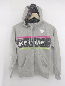 ◇ KELME ケルメ カジュアル ロゴ プリント 長袖 ジップアップ パーカー サイズXS グレー ピンク系 マルチ レディース P