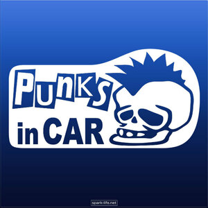 ■モヒカンスカル■オリジナルステッカー(屋外対応)■ パンクロッカー用【ＰＵＮＫＳ ｉｎ ＣＡＲ】ＷＨＩＴＥ 送料無料