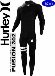 特価【サイズM】 ハーレー HURLEY FUSION 3/2mm チェストジップ　2023　メンズ BLACK　フルスーツ　ウェットスーツ