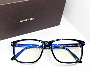 TOM FORD 正規品 ブルーライトカット付 BLUE BLOCK 眼鏡フレーム 伊達メガネ FT5752-001 ブラック 黒縁 トムフォード ウェリントン