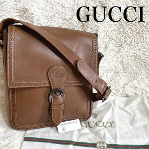 希少 GUCCI オールドグッチ GG ロゴ オールレザー ショルダーバッグ グッチ バイカー ユニセックス