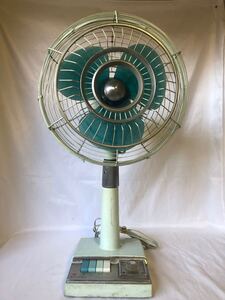 NATIONAL ELECTRIC FAN ナショナル 扇風機 昭和レトロ 9-2258 KDK 100V 3枚羽 グリーン ジャンク