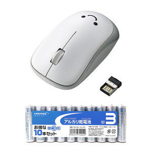 エレコム 無線IRマウス(3ボタン) + アルカリ乾電池 単3形10本パックセット M-IR07DRWH+HDLR6/1.5V10P