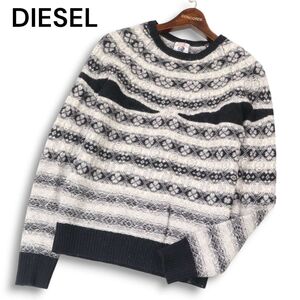 DIESEL ディーゼル 秋冬 ノルディック柄★ ウール ニット セーター Sz.M　メンズ　I4T03970_C#K