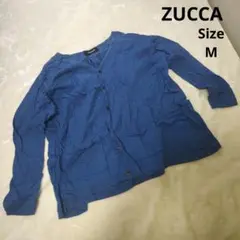 【人気☆ZUCCA】青　オシャレ　長袖カーディガン　サイズM