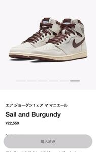 AIR JORDAN 1 HIGH OG Sail and Burgundy エア ジョーダン 1 ハイ エアジョーダン1 ア マ マニエール 24cm ジョーダン セイル DO7097-100