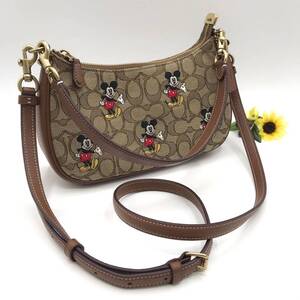 DISNEY X COACH コラボ バッグ ★大人気★ テリ ショルダーバッグ シグネチャー ジャカード ミッキーマウス プリント CM196 B4R3U 新品