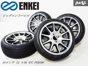 希少!! ●ENKEI エンケイ ビッグエンド バレル コンケイブ 逆反り 15インチ 7J ＋35 4穴 4H PCD100 ホイール タイヤ シビック ヤリス