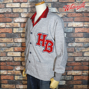 【L】WHITSVILLE ホワイツビル SWEAT BUTTON FRONT CARDIGAN H.GRAY WV69042 スウェット レタードカーディガン　東洋エンタープライズ