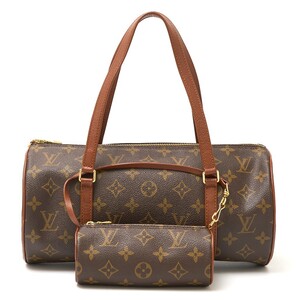 LOUIS VUITTON ルイヴィトン パピヨン 30 M51365 ミニ コンパクト ハンドバッグ モノグラム×レザー ブラウン×ゴールド レディース