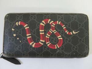 BEY2★グッチ/GUCCI ラウンドファスナー長財布 GGスプリーム スネーク ヘビ キングスネーク