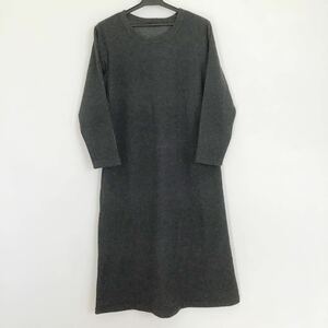 BLACK LABEL★ワンピース ★ロングスカート★長袖★裏ボア★グレー★Lサイズ★部屋着・パジャマに★暖かです!