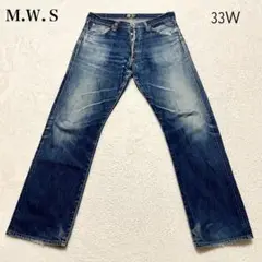 M.W.S エムダブリューエス　ジーンズ　ストレート　33W  ダメージ有り