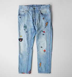 GUCCI ◆ LOT.53 Symbols Tapered Denim Pant デニムパンツ インディゴ 32 刺繍 ジーンズ テーパード ボタンフライ グッチ ◆2545/XE5