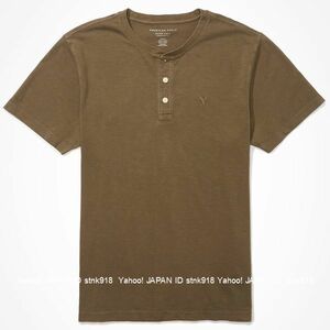 〓アメリカンイーグル/US XXXL/AE Super Soft Icon ヘンリーTシャツ/Olive