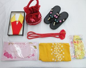 inagoya◇着付け準備にgood♪【女の子用・草履+巾着+小物 7点セット】7歳 未使用品 着用可 子供 着物 前撮り かわいい 四つ身 a0796zb