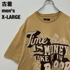 古着 アカテミックス Tシャツ タイムイズマネー プリント ベージュ XL