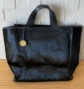 ◆フルラ FURLA◆トートバッグ ハラコ素材◆黒◆保存袋付き