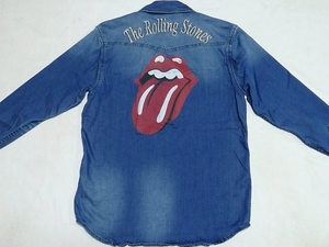 美品JACKROSEジャックローズxTheRollingStones長袖ストレッチデニムウエスタンシャツ4(L)DarkUsed