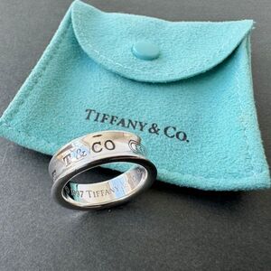 良品 ◆ ティファニー TIFFANY &Co. ナロー リング 保存袋付き 925 シルバー アクセサリー 重量約7.8g 1837 ロゴ レディース メンズ