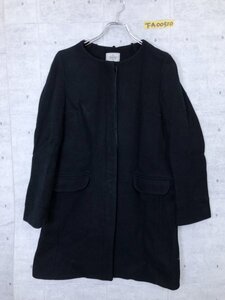 B:MING LIFE STORE by BEAMS ビーミングライフストア ビームス レディース ノーカラー比翼ボタン ウール混 コート L 紺