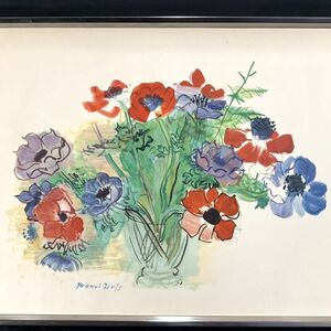 真作■水彩■RAOUL DUFY ラウル・デュフィ■花瓶の花■額付絵画　1ｄ