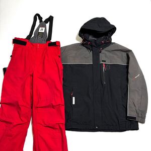 DESCENTE デサント All-Terrian スキーパンツ スキーウェア スノーボード サスペンダー付き 厚手 中綿 チタンサーモ 防寒 レッド メンズ L