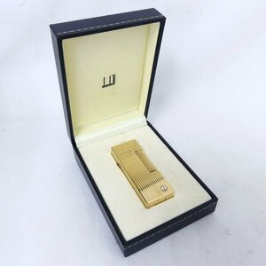 【送料無料】 dunhill ダンヒル 縦ライン ゴールドカラー dロゴ ストライプ 喫煙具 ライター 火花OK 美品 /2406C