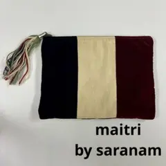 maitri by saranam ポーチ　フランス国旗　ベロア