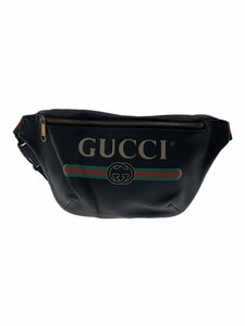 GUCCI◆スモールベルトバッグ/レザー/BLK