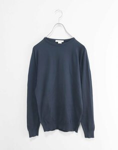 美品* JOHN SMEDLEY ◆ クルーネック 長袖 セーター XSサイズ ダークネイビー *シーアイランドコットン ジョンスメドレー ◆BT22