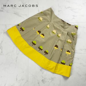 美品 Marc by Marc Jacobs マークバイマークジェイコブス タックフレアスカート 総柄 サイドジップ 膝丈 裏地あり ベージュ サイズ2*RC1280