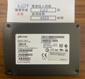 A0654 /中古品 /2.5インチSATA SSD Micron /256GB /動作確認済み /返品返金対応 /納品書発行可(商品説明文ご確認下さい)