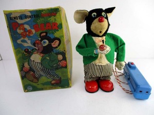 マルサン商会1960年代製　SMOKING PAPA BEAR　完動品　高さ約21cm