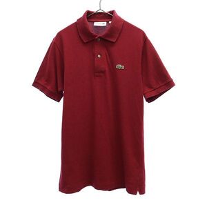 ラコステ ロゴワッペン 半袖 ポロシャツ XS レッド LACOSTE メンズ