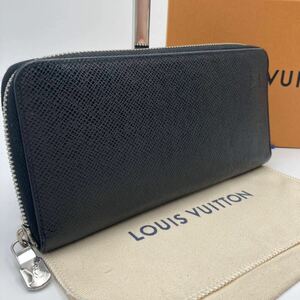 【極美品 新型】ルイヴィトン LOUIS VUITTON ヴェルティカル 長財布 ラウンドファスナー タイガ レザー ブラック 黒 メンズ ビジネス　箱袋