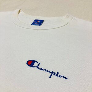 Champion　チャンピオン　希少　MADE IN U.S.A.　青タグ　ロゴ刺繍　ロングスリーブ　Tシャツ　ホワイト/白　MEDIUM　RN 26094