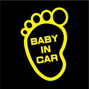 足形【BABY IN CAR（ベビーインカー）ステッカー】赤ちゃんを乗せています（12色から選べます）【ネコポス対応】