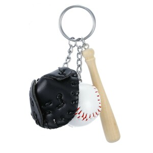 野球　キーホルダー　グローブ(ブラック)　バット　ボール　新品