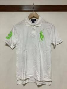 そ1162 Polo Ralph Lauren ラルフローレン ビッグポニー 半袖ポロシャツ M キッズ 10-12 ホワイト