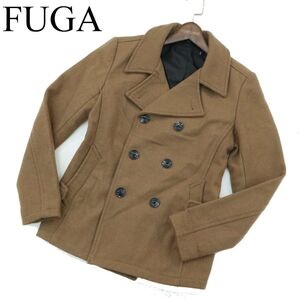 FUGA フーガ 秋冬 メルトン ウール★ スリム Pコート Sz.44　メンズ　A3T14118_B#N