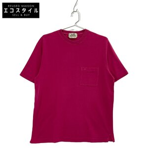 HERMES エルメス マゼンダ コットン H刺繍 ポケットTシャツ マゼンダ S トップス コットン メンズ 中古