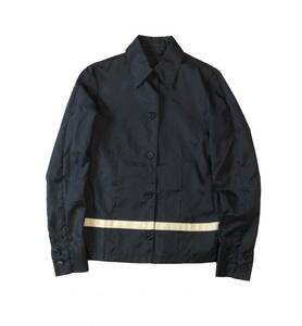 HELMUT LANG ヘルムートラング ITALY製 ナイロン シャツ ジャケット 薄手 ブラック 黒 レディース 38 (ma)