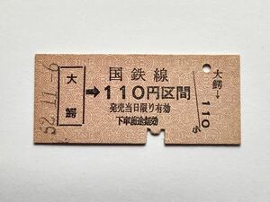 【希少品セール】国鉄 乗車券(大鰐→110円区間) 大鰐駅発行 01366